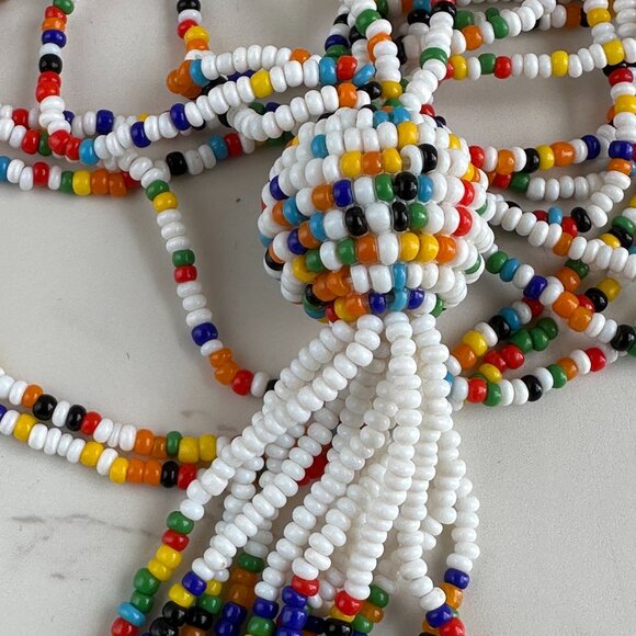 Rainbow Beaded Necklace, Indigenous Style - Picture 9 of 10